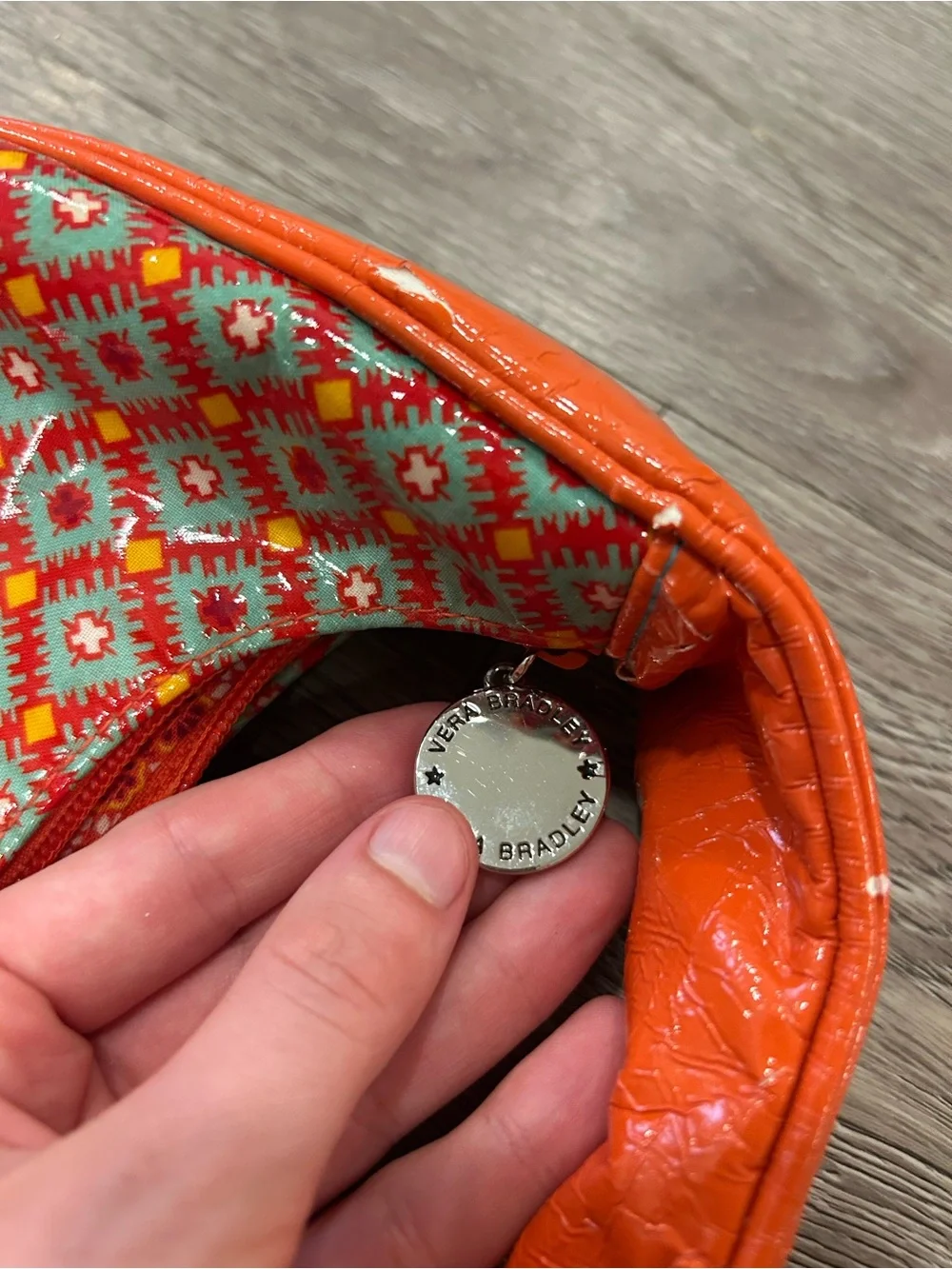 Vera Bradley Orange Patterned Women's Shoulder Bag with Bow Accent